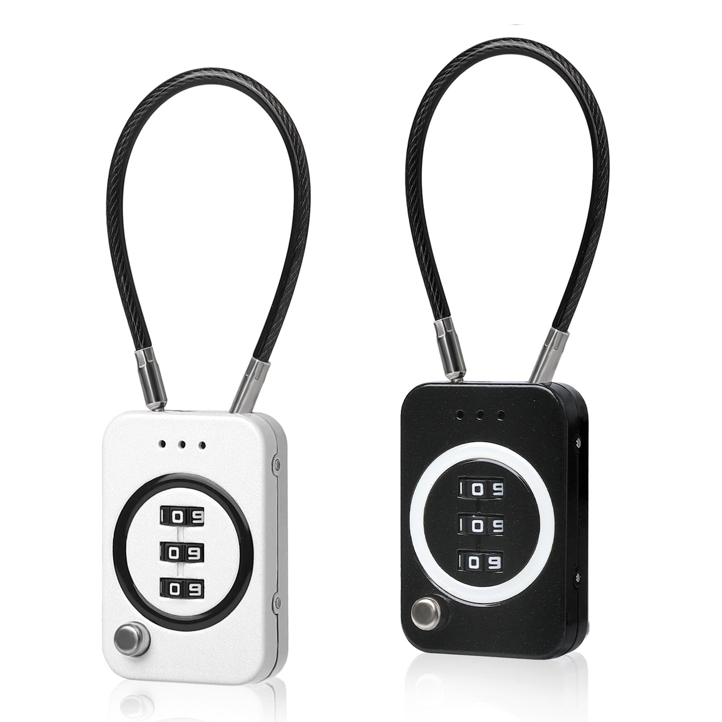 2PCS Combination Padlock for Suitcase, Travel Cable Locks, Tent & Bag Lock - Secure 3-Digit Lock for Luggage, Backpacks, and Outdoor Gear(Black + White)