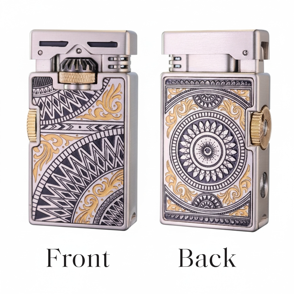 Torch Lighter, Windproof Fidget Lighter with Spinning Gear for Stress Relief - Refillable Metal Kerosene Lighter