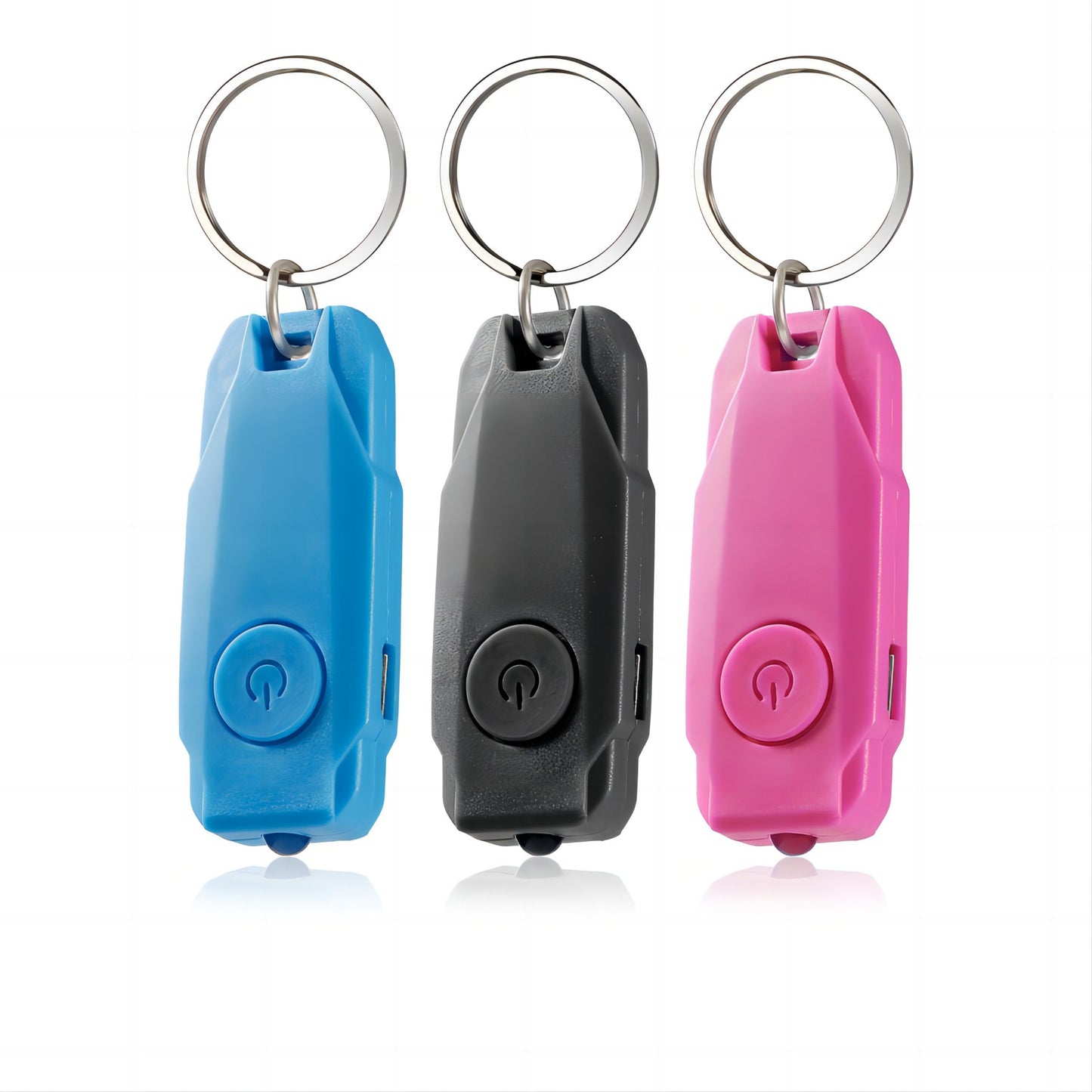 USB Rechargeable Keychain Light, 3pcs Mini LED Flashlight with Keyring, Great EDC Tool, Gift for Kids Teens(Blue + Black + Pink)