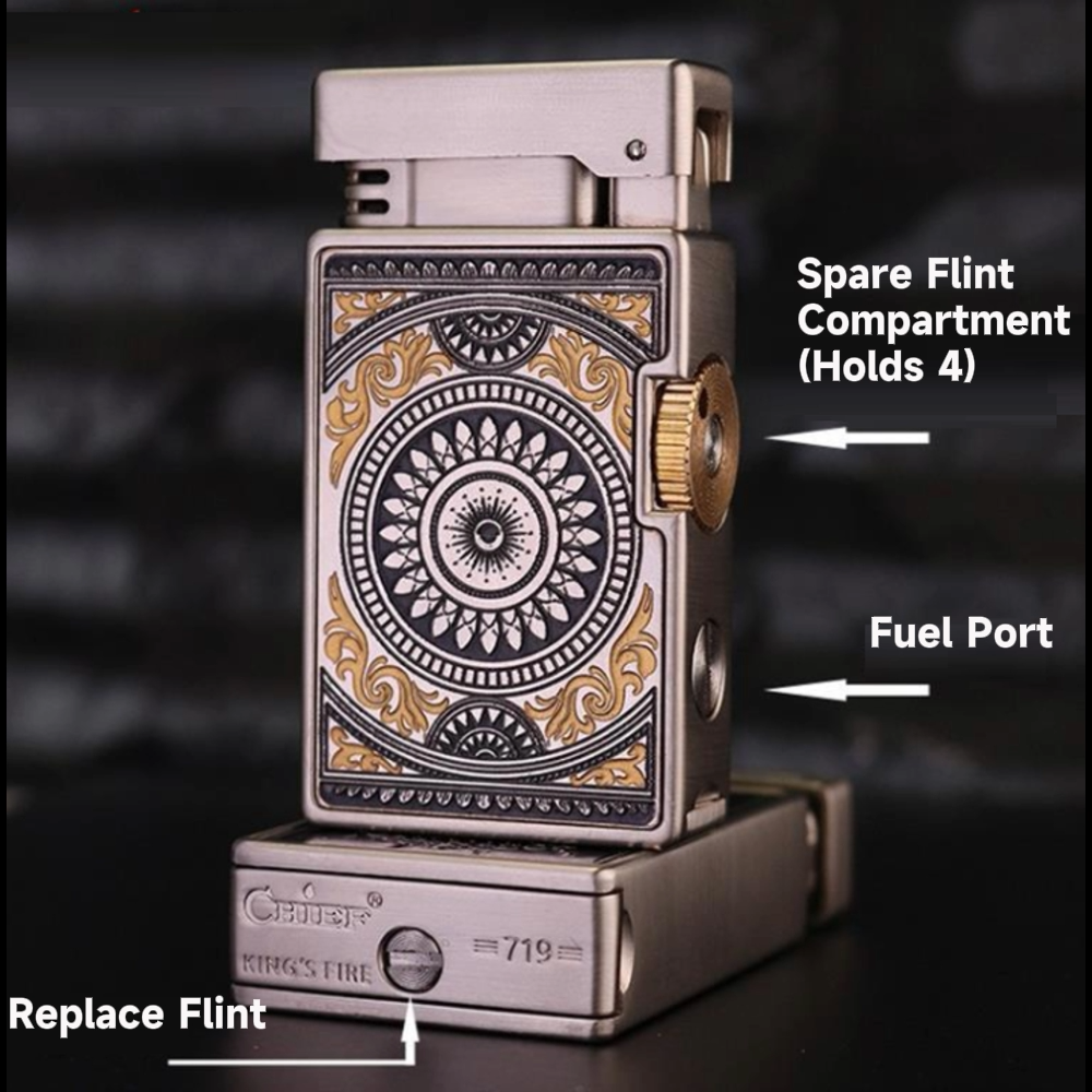 Torch Lighter, Windproof Fidget Lighter with Spinning Gear for Stress Relief - Refillable Metal Kerosene Lighter