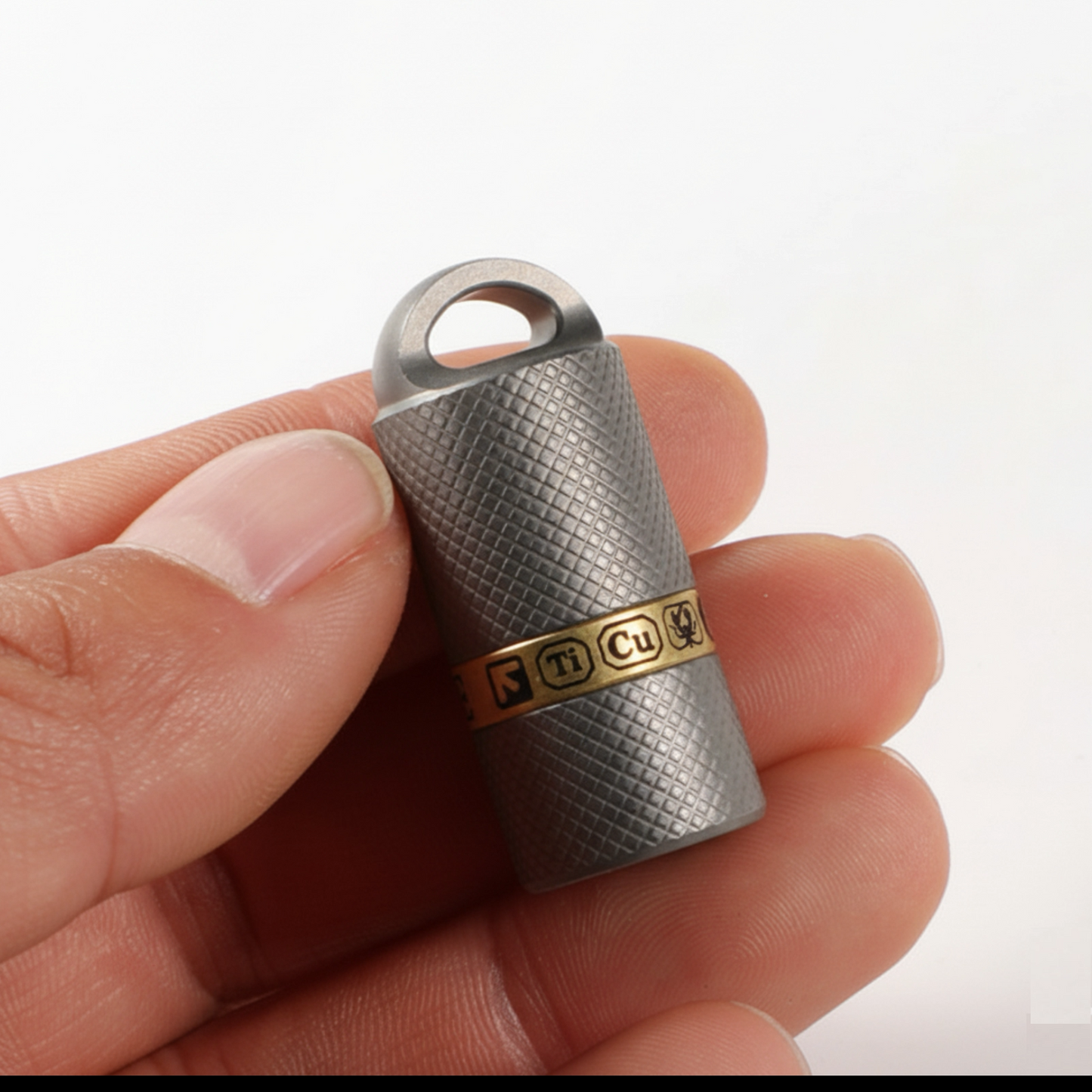 Titanium & Copper Inlay Keychain Lighter - Refillable Kerosene Fuel, Windproof & Portable for Outdoor EDC(20*60mm,46g)