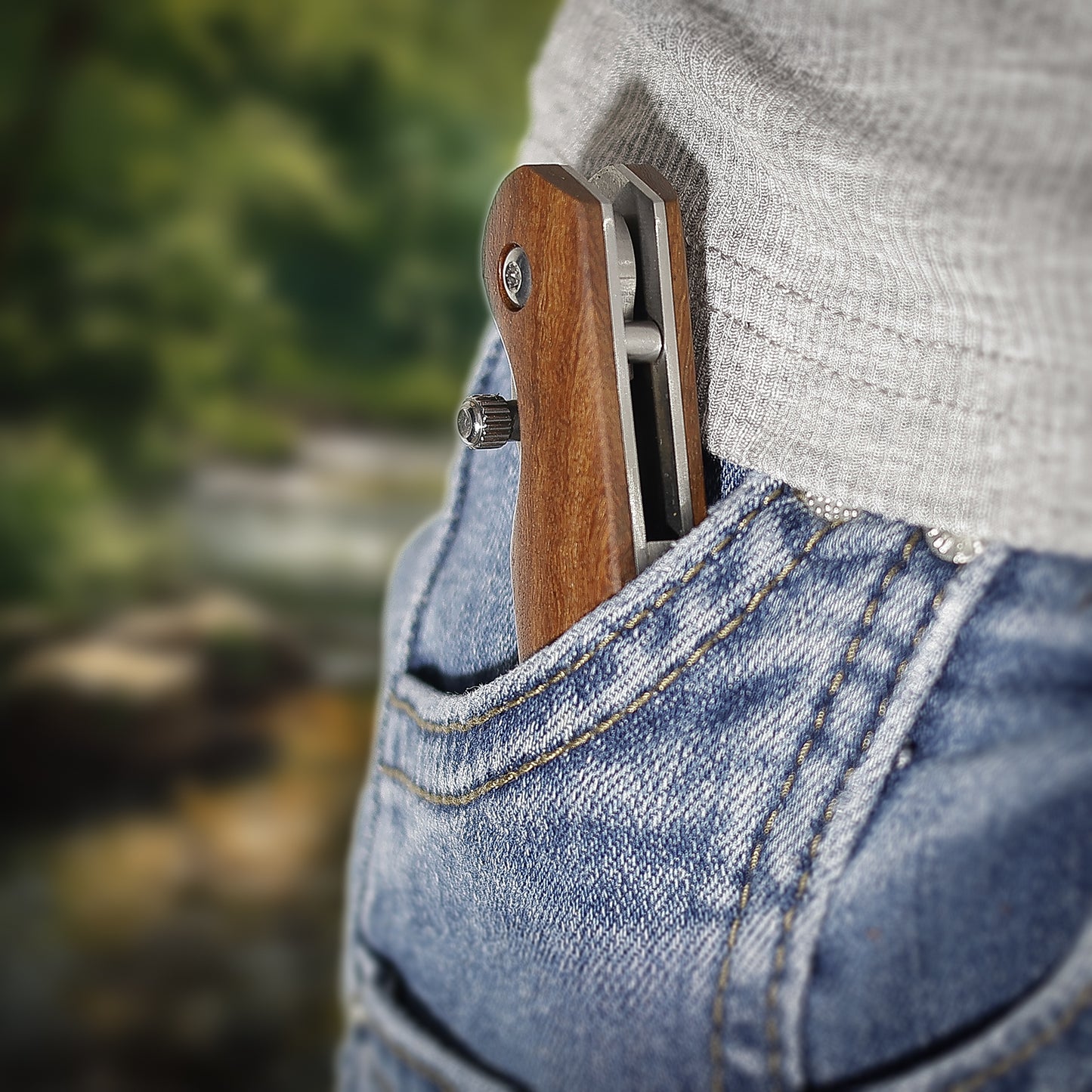 Small Pocket Knife, Folding Knife with 2.4 Inch Blade, Liner Lock, Wood Handle for EDC, Outdoor Camping, Survival (Polished)