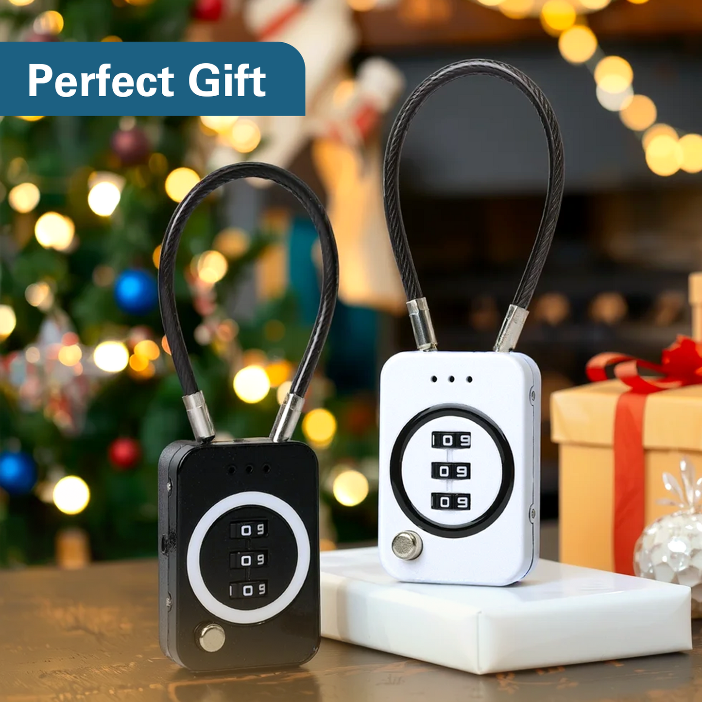 2PCS Combination Padlock for Suitcase, Travel Cable Locks, Tent & Bag Lock - Secure 3-Digit Lock for Luggage, Backpacks, and Outdoor Gear(Black + White)