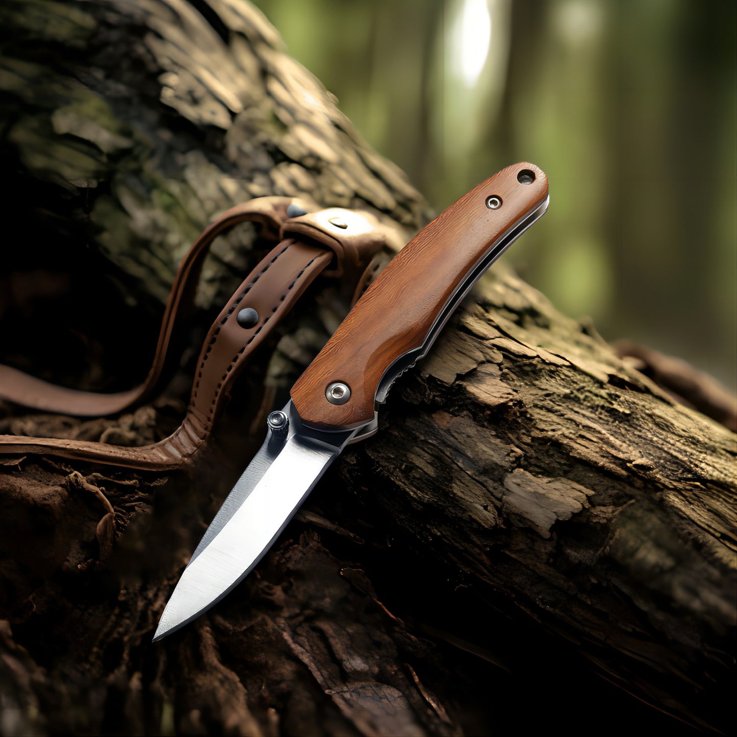 Small Pocket Knife, Folding Knife with 2.4 Inch Blade, Liner Lock, Wood Handle for EDC, Outdoor Camping, Survival (Polished)