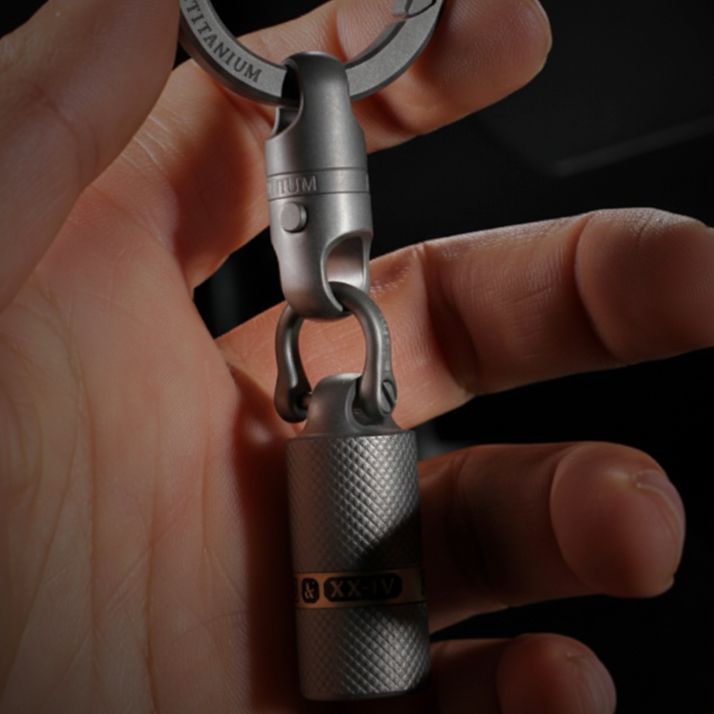 Titanium & Copper Inlay Keychain Lighter - Refillable Kerosene Fuel, Windproof & Portable for Outdoor EDC(20*60mm,46g)