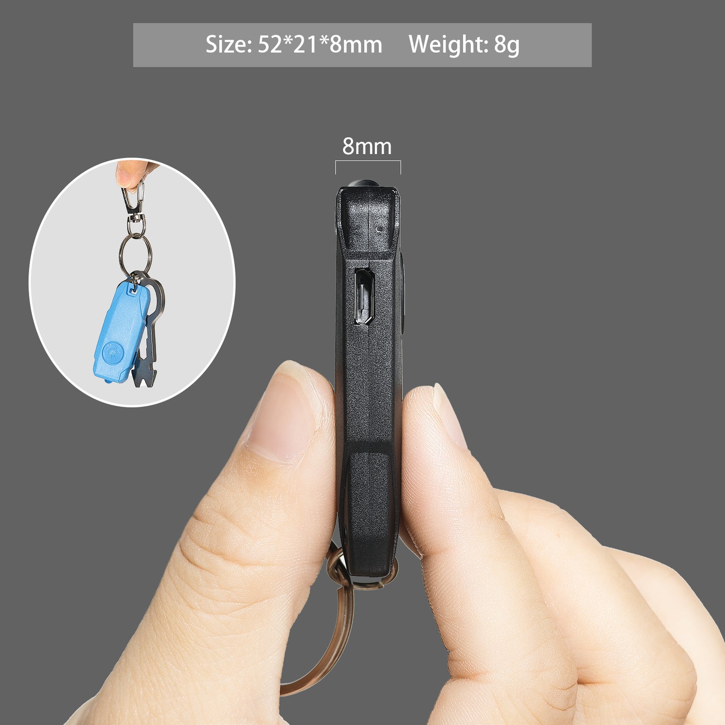 USB Rechargeable Keychain Light, 3pcs Mini LED Flashlight with Keyring, Great EDC Tool, Gift for Kids Teens(Blue + Black + Pink)