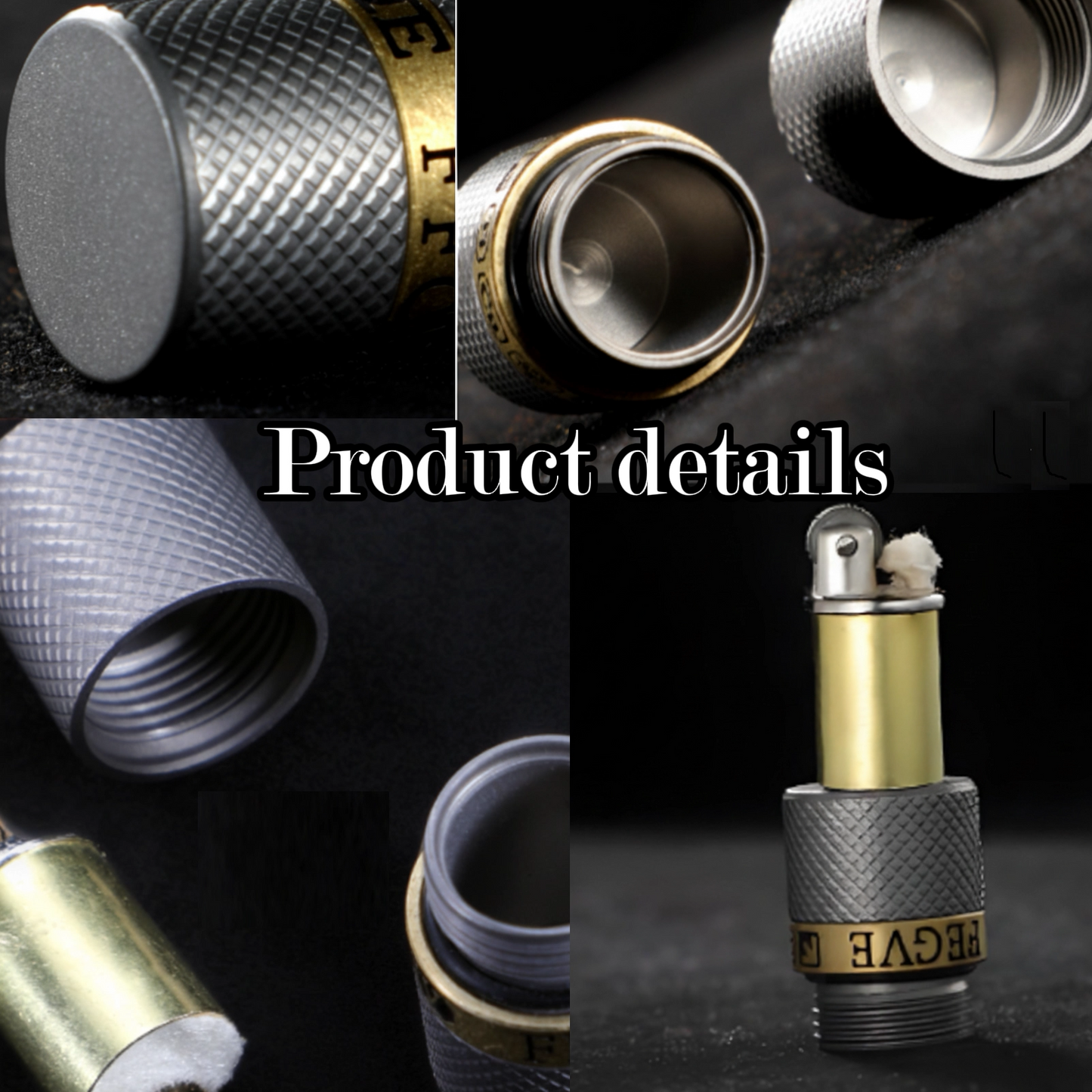 Titanium & Copper Inlay Keychain Lighter - Refillable Kerosene Fuel, Windproof & Portable for Outdoor EDC(20*60mm,46g)