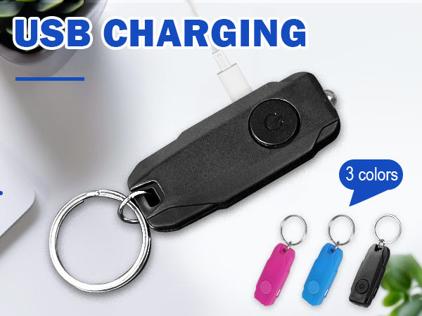 USB Rechargeable Keychain Light, 3pcs Mini LED Flashlight with Keyring, Great EDC Tool, Gift for Kids Teens(Blue + Black + Pink)