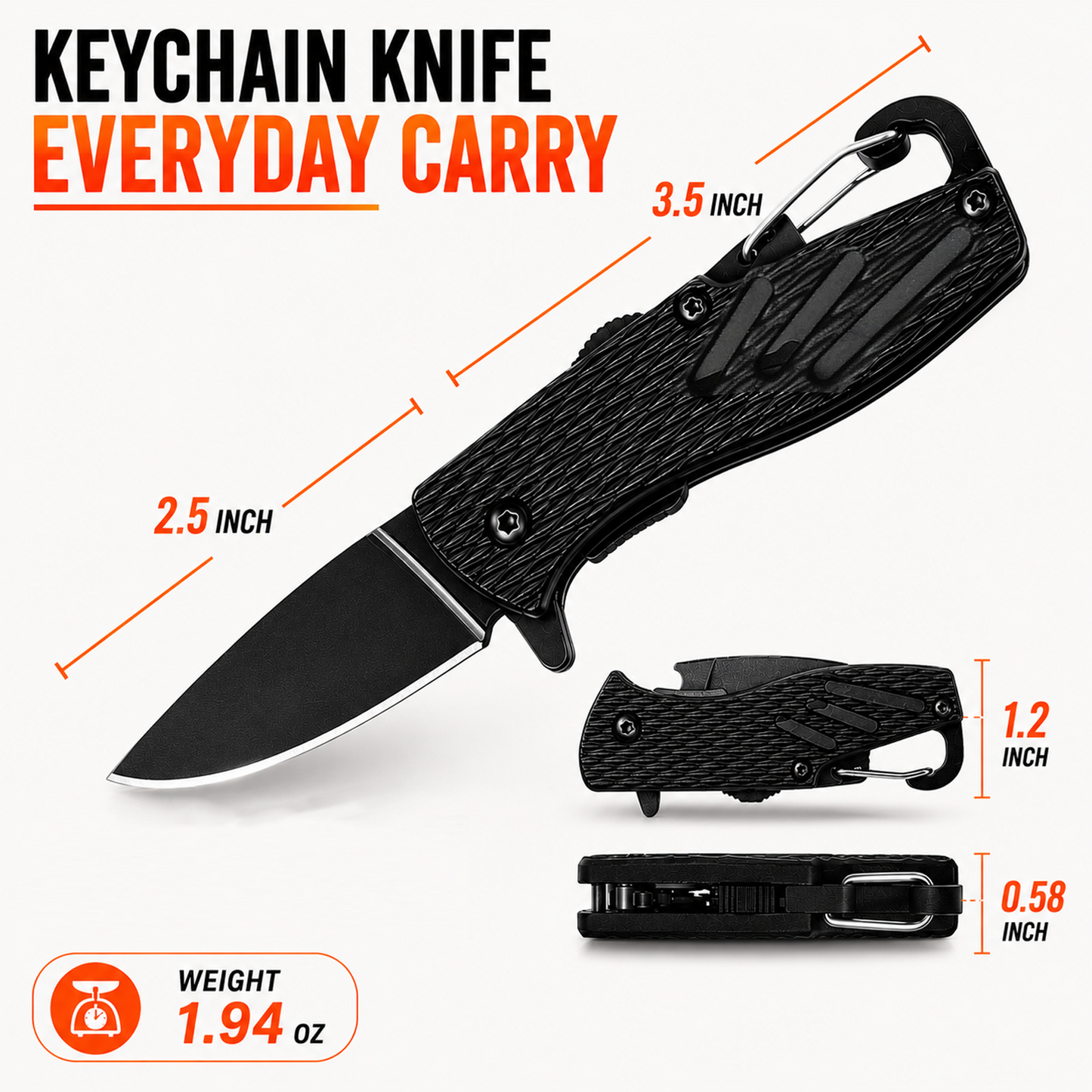 Keychain Folding Knife, Small Pocket Knife with Safety Lock, 2.5" Steel Blade, Bottle Opener, Great EDC Tool for Men Women Gift 6175P