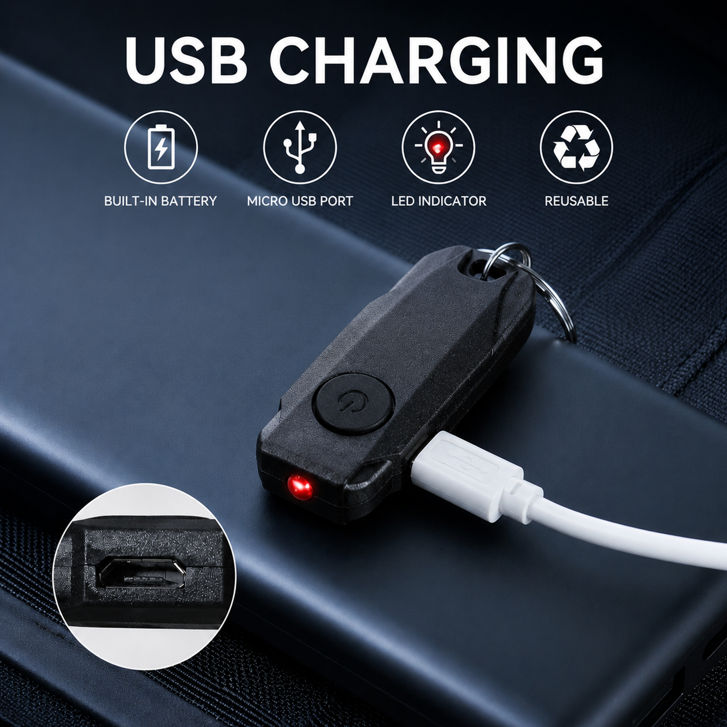 USB Rechargeable Keychain Light, 9pcs Mini LED Flashlight with Keyring, Great EDC Tool, Gift for Kids Teens (9, Black)