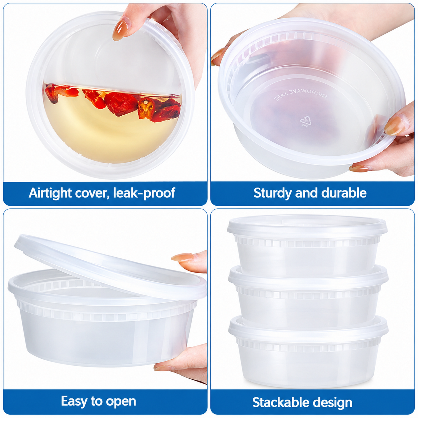 30 Sets (60-Piece) Disposable Food Storage Containers with Lids, BPA-Free, Leakproof, Microwave, Dishwasher and Freezer Safe, Perfect for Everything from Dips and Sauces to Fruits and Full Meals .