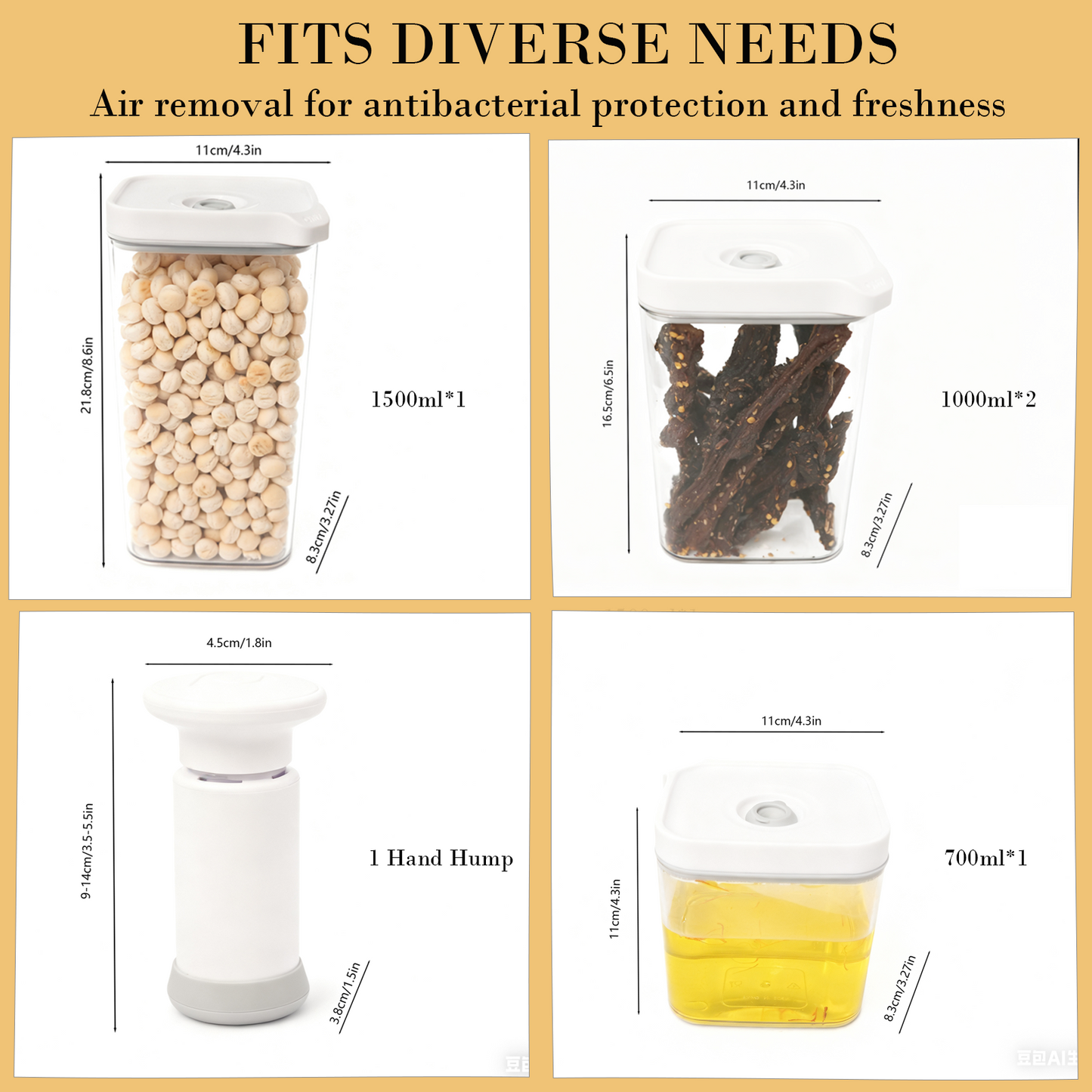 Vacuum Sealed Food Storage Containers with Pump – Airtight, Keeps Food Fresh, Prevents Bacteria – Ideal for Grains, Coffee, Snacks & dog food storage container(4-Piece Set)