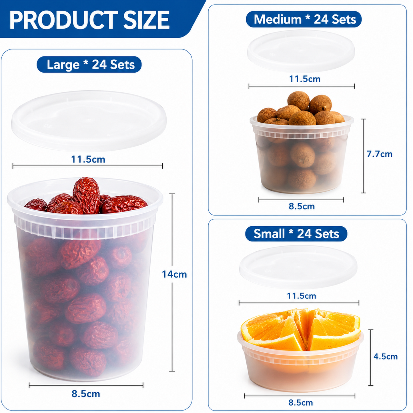 72 Sets (144-Piece) Disposable Food Storage Containers with Lids, BPA-Free, Leakproof, Microwave, Dishwasher and Freezer Safe, Perfect for Everything from Dips and Sauces to Fruits and Full Meals.