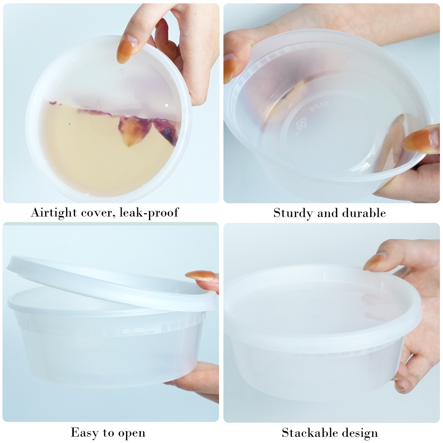 Disposable Food Storage Containers with Lids, BPA-Free, Leakproof, Microwave, Dishwasher and Freezer Safe, Perfect for Everything from Dips and Sauces to Fruits and Full Meals (72)