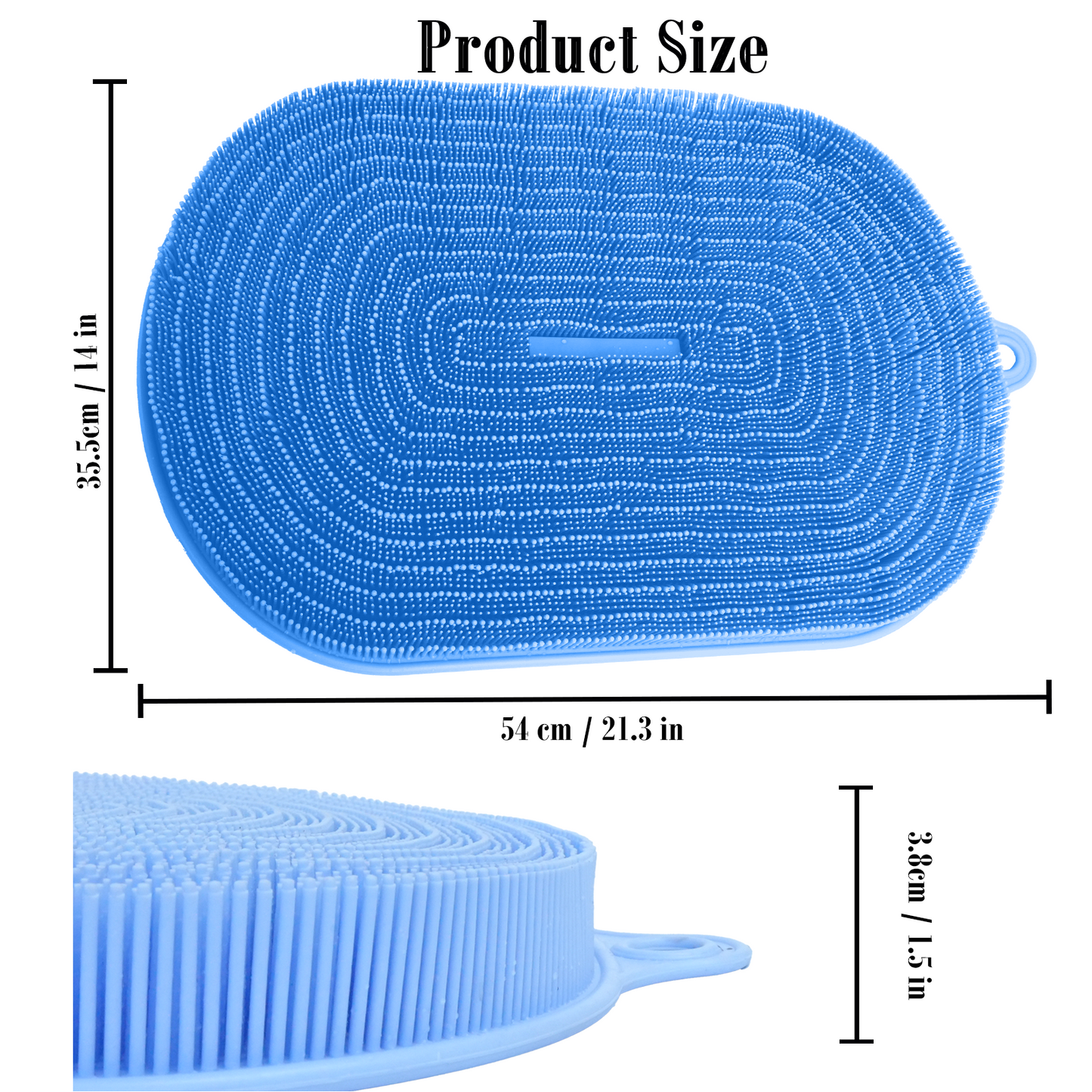 Silicone Shower Foot and Back Scrubber Mat - 21.3" Foot Massager ,Strong Suction Cups Non-Slip, Hands-Free Dead Skin Remover & Exfoliator for Elderly & Pregnant Women, No Bending Required (Blue)