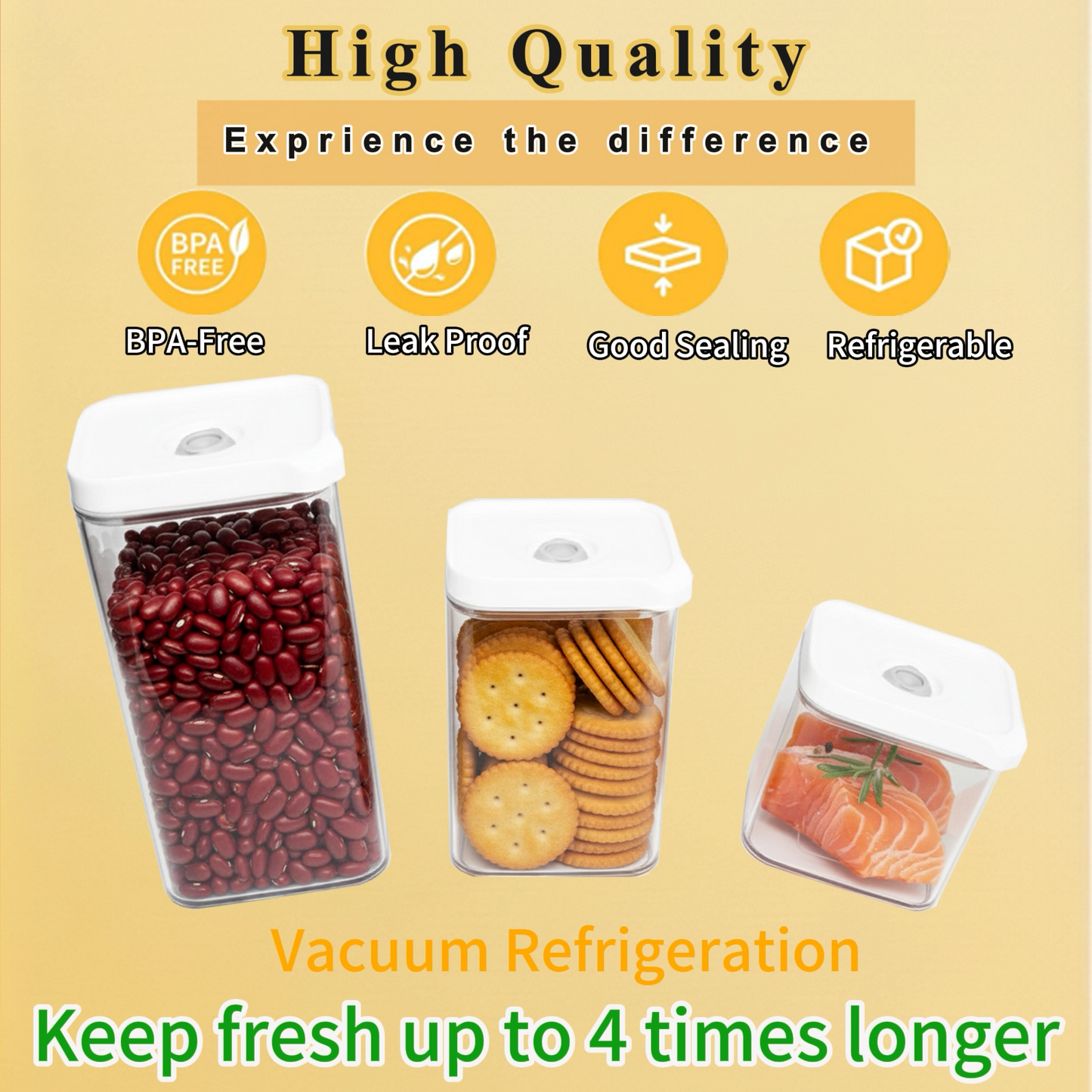 Vacuum Sealed Food Storage Containers with Pump – Airtight, Keeps Food Fresh, Prevents Bacteria – Ideal for Grains, Coffee, Snacks & dog food storage container(4-Piece Set)