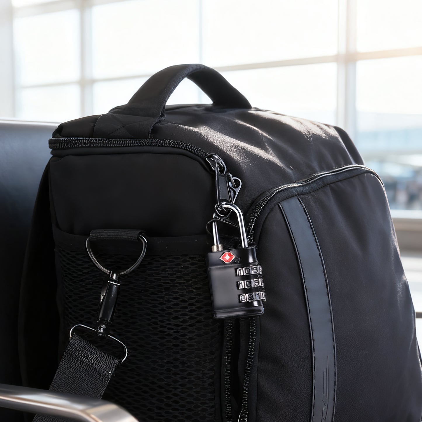 TSA Approved Combination Lock - Compact & Durable Luggage Locks, 3-Digit Resettable Password for Travel, Gym Lockers, Cabinets, Black