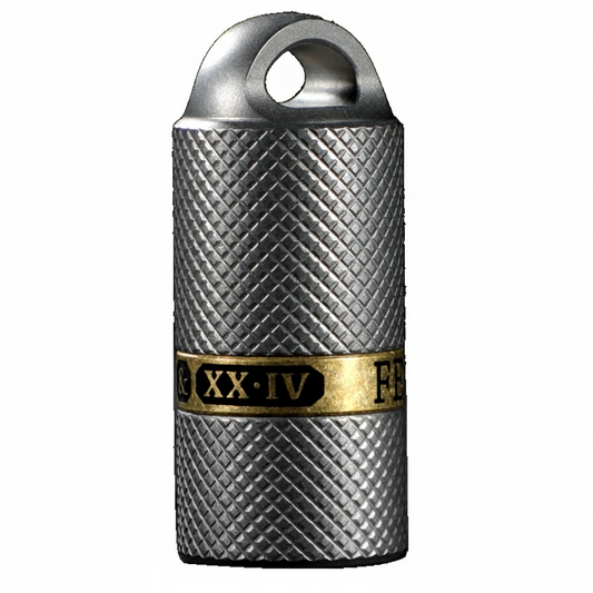 Titanium & Copper Inlay Keychain Lighter - Refillable Kerosene Fuel, Windproof & Portable for Outdoor EDC(20*60mm,46g)