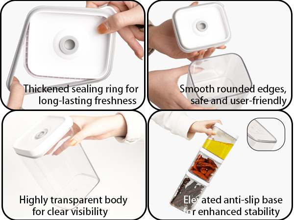 Vacuum Sealed Food Storage Containers with Pump – Airtight, Keeps Food Fresh, Prevents Bacteria – Ideal for Grains, Coffee, Snacks & dog food storage container(4-Piece Set)