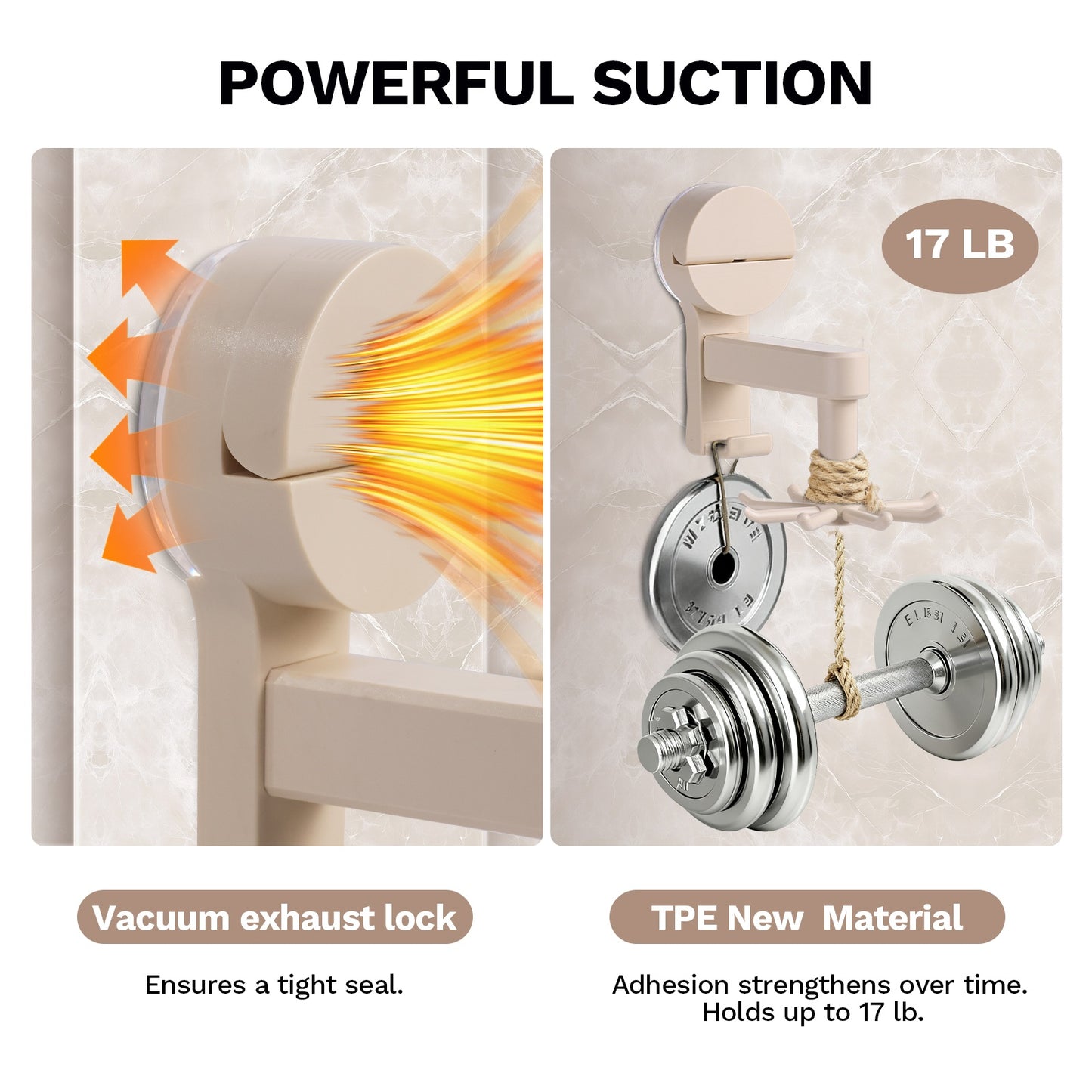 8 Hooks - Suction Cup Hooks - 360° Rotating Wall Mount Organizer, No Damage Adhesive Free Hooks for Walls, Kitchen, Bathroom, Cooking Utensil Holder, Key Holder, Dresser (White)