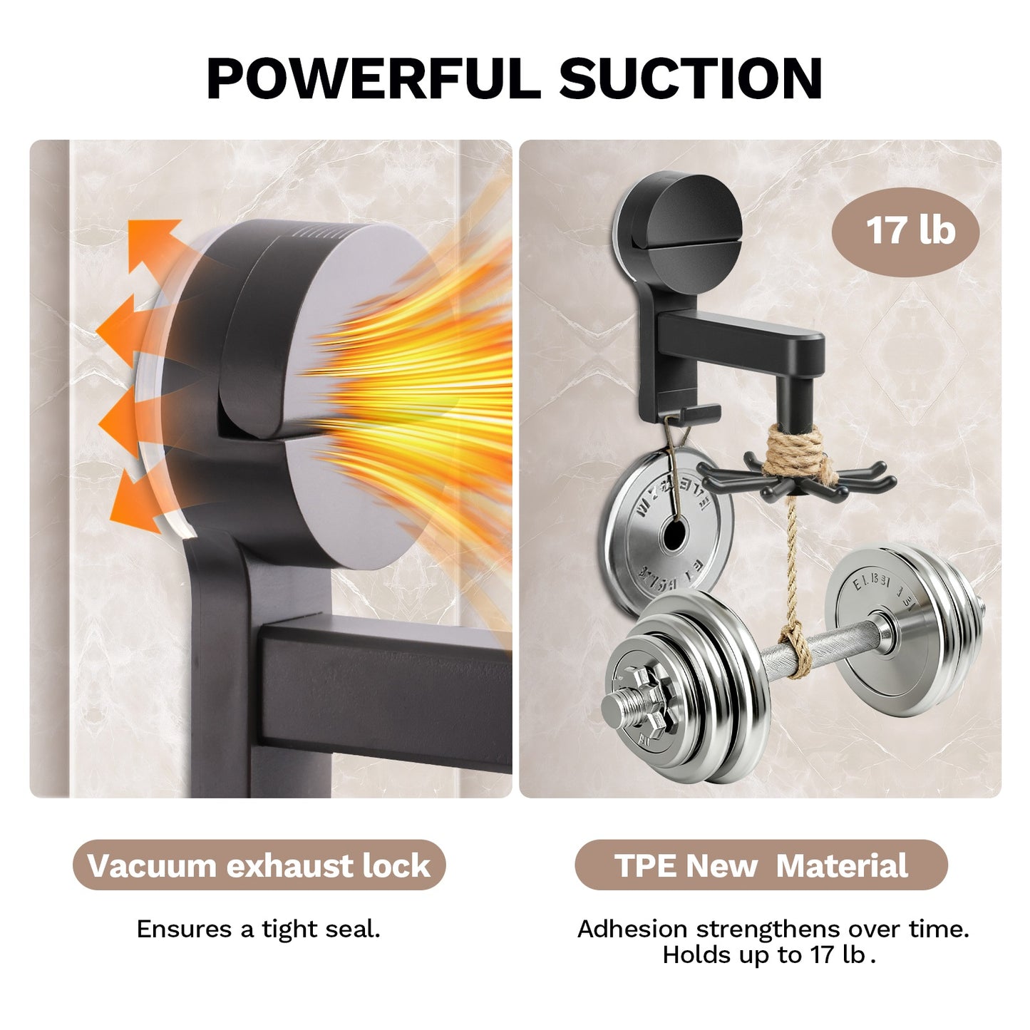 Suction Cup Hooks - 360° Rotating Wall Mount Organizer, No Damage Adhesive Free Hooks for Walls, Kitchen, Bathroom, Cooking Utensil Holder, Key Holder, Dresser（8 Hooks） (Grey)