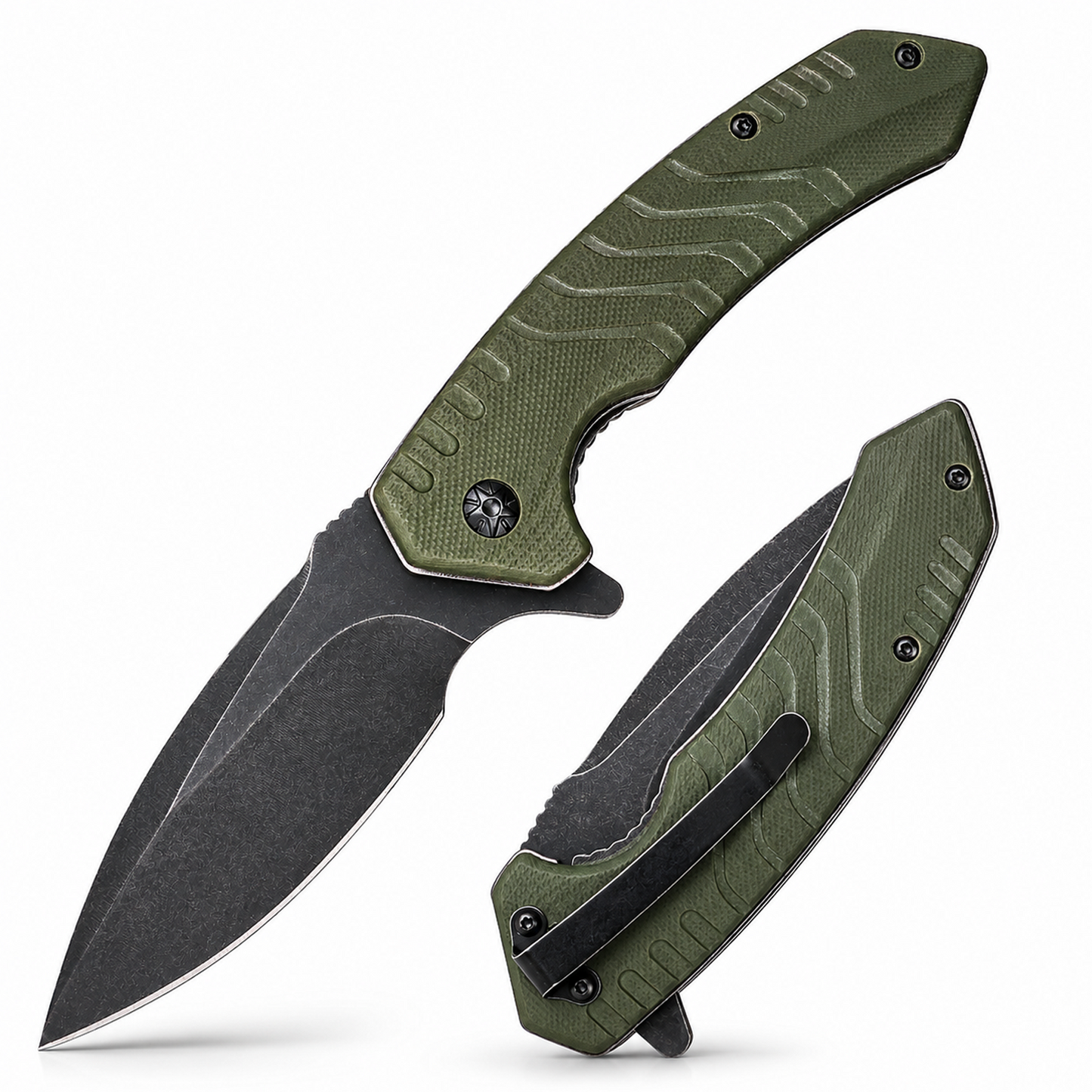 Folding Pocket Knife, 3.3 Inch D2 Steel Blade G10 Handle Small EDC Knife with Liner Lock, Pocket Clip for Men Women, Perfect Tool for Camping Hunting Survival