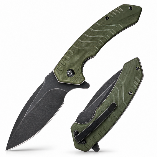 Folding Pocket Knife, 3.3 Inch D2 Steel Blade G10 Handle Small EDC Knife with Liner Lock, Pocket Clip for Men Women, Perfect Tool for Camping Hunting Survival
