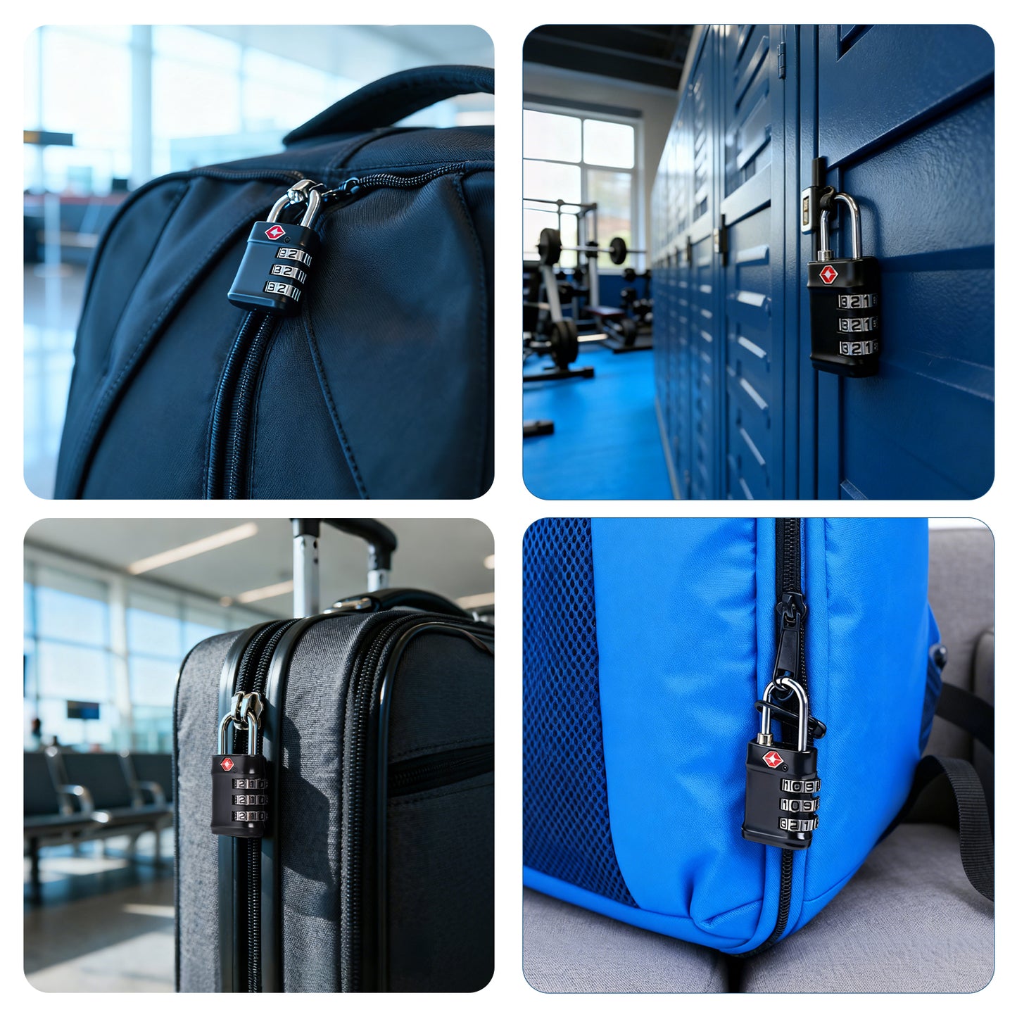 TSA Combination Lock - 2PCS Compact & Durable Luggage Locks, 3-Digit Resettable Password for Travel, Gym Lockers, Cabinets, Black