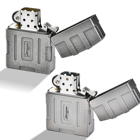 Titanium Windproof Lighter | Refillable Kerosene Pocket Lighter | Sandblasted & Stone Washed Finish | Gift Box Included