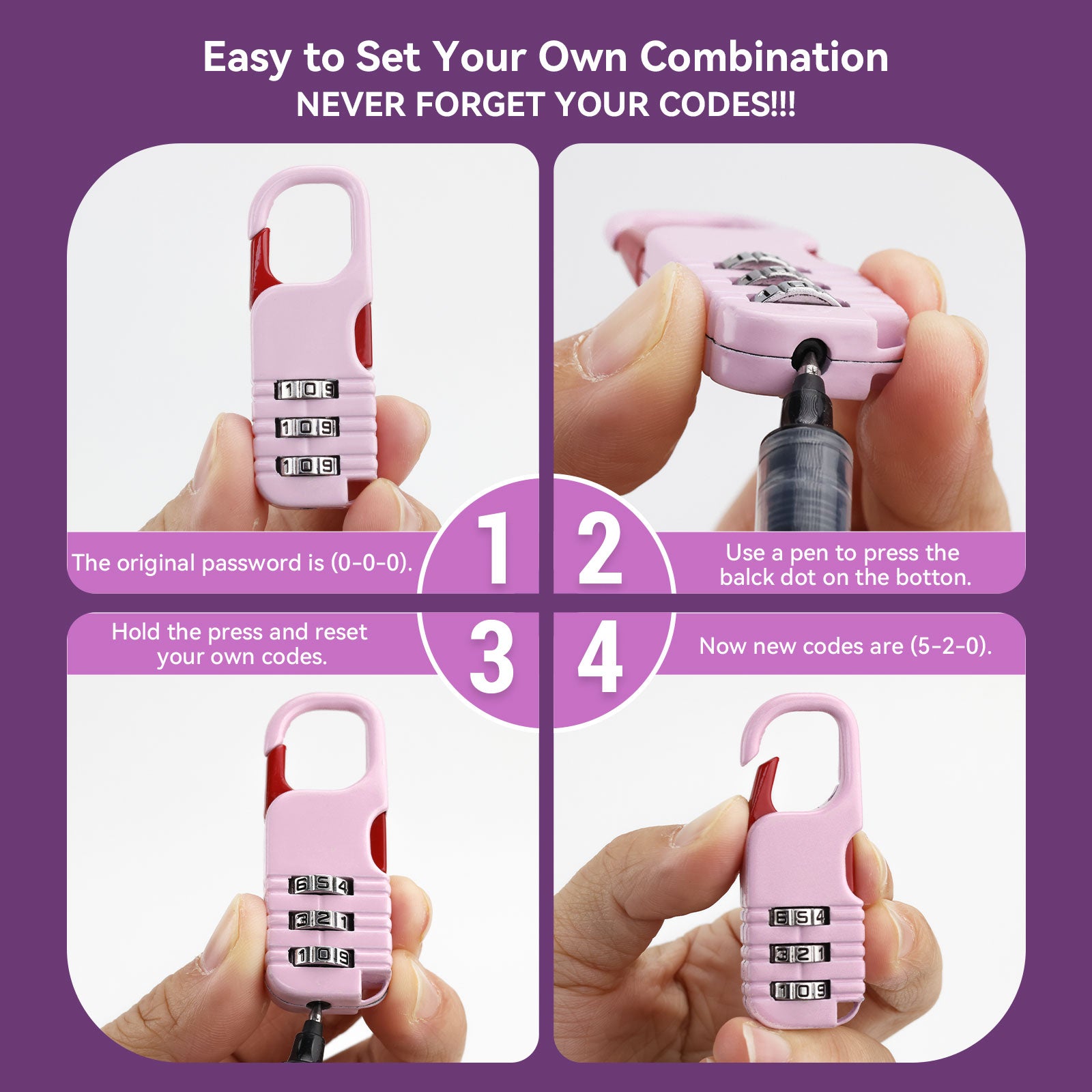 Mini Lock Set Fun Mini Combination Padlock, BARRYSAIL 3pcs Mini Locks for Kids Teens Sch ...