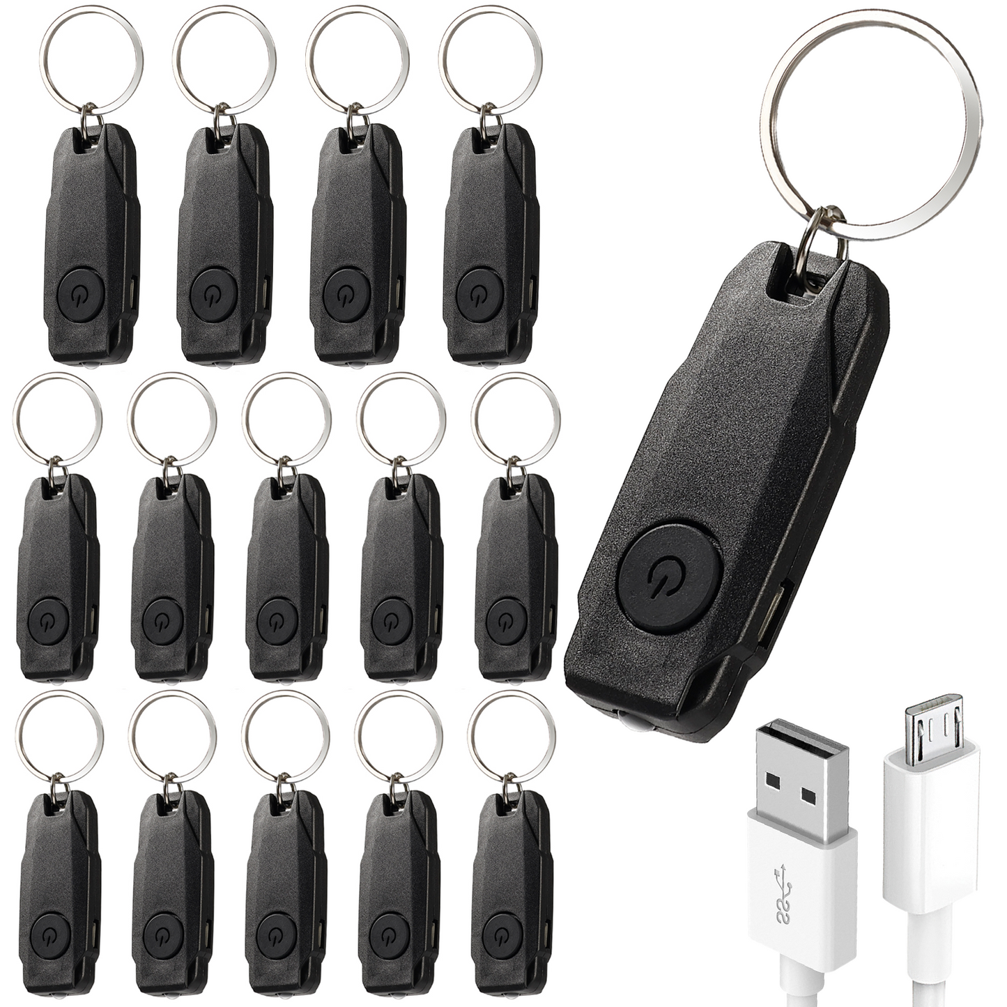 15PCS USB Rechargeable Keychain Light, Mini LED Flashlight with Keyring, Great EDC Tool, Gift for Kids Teens