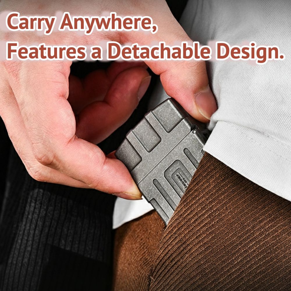 Titanium Windproof Lighter | Refillable Kerosene Pocket Lighter | Sandblasted & Stone Washed Finish | Gift Box Included